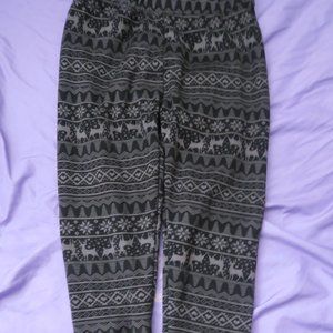 Reindeer thick holiday Christmas xmas seasonal seasons leggings in Gray & black
